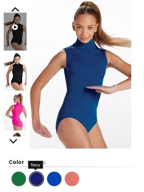 balera Navy High-Neck Girls One-Piece Leotard